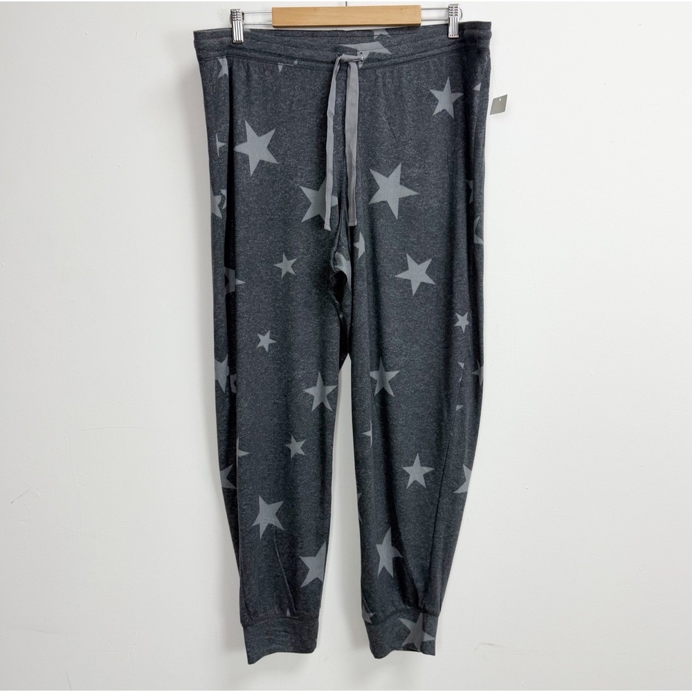 Jenni Pants Womens XXL Gray Star Pajamas PJs Jogger Pocket NWT
